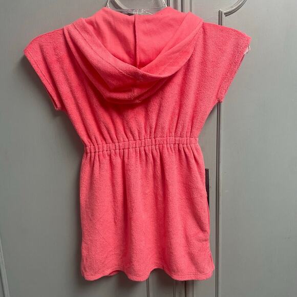 Gymboree Pink Full Zip Terry Cover Up Swim Kitty In Pink Daisy Size 4T Hood - Picture 2 of 4
